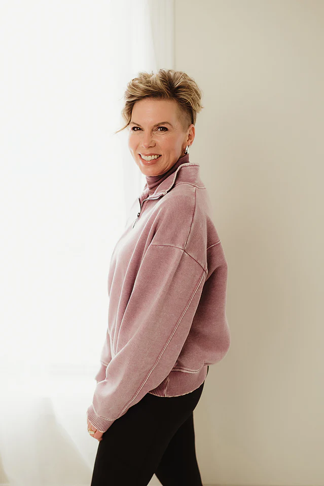 Light Rose Vintage Wash Collar Fleece - Image 2