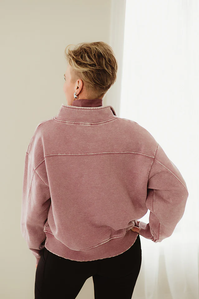 Light Rose Vintage Wash Collar Fleece - Image 3