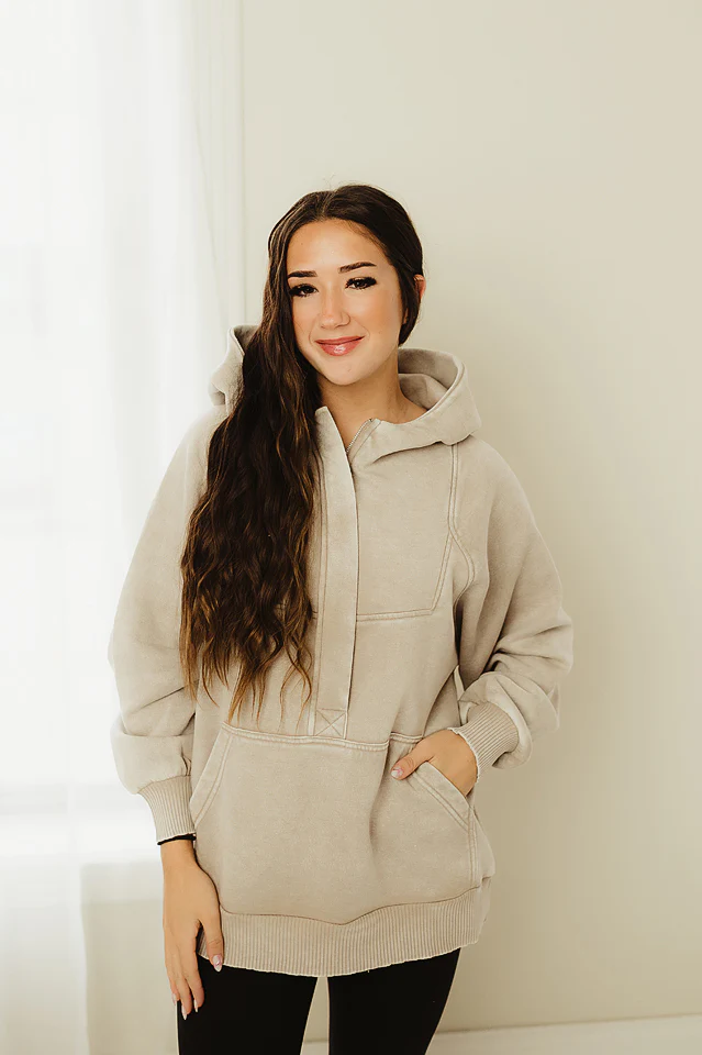 Ash Mocha Wash Fleece Hoodie