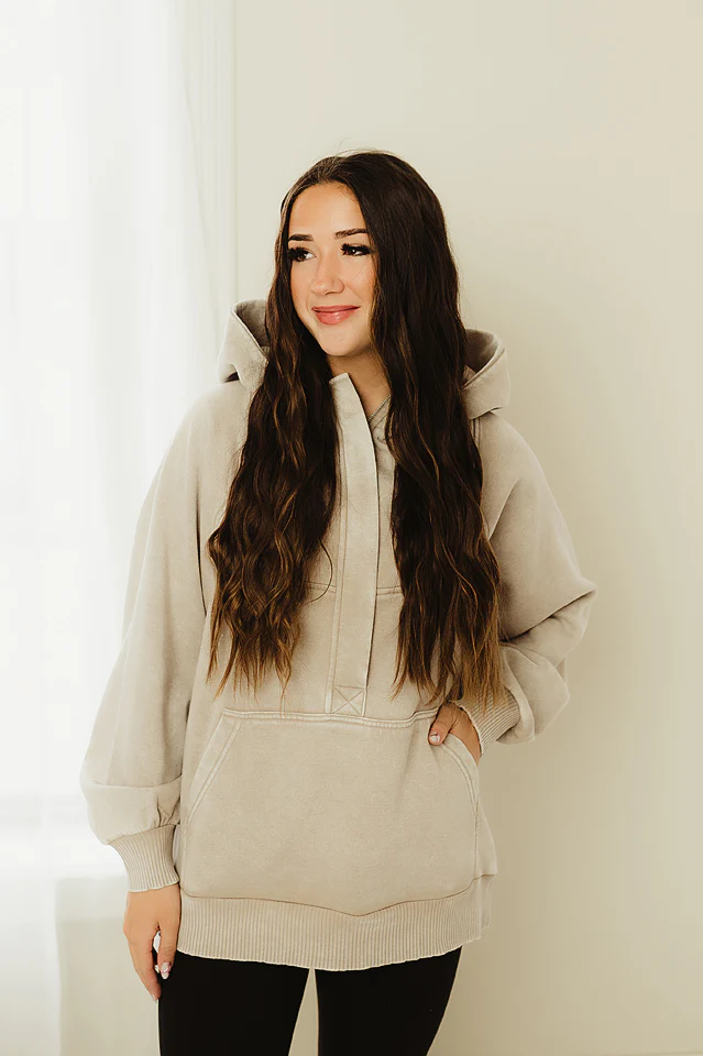 Ash Mocha Wash Fleece Hoodie - Image 2