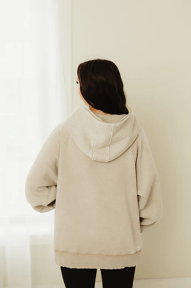 Ash Mocha Wash Fleece Hoodie - Image 3