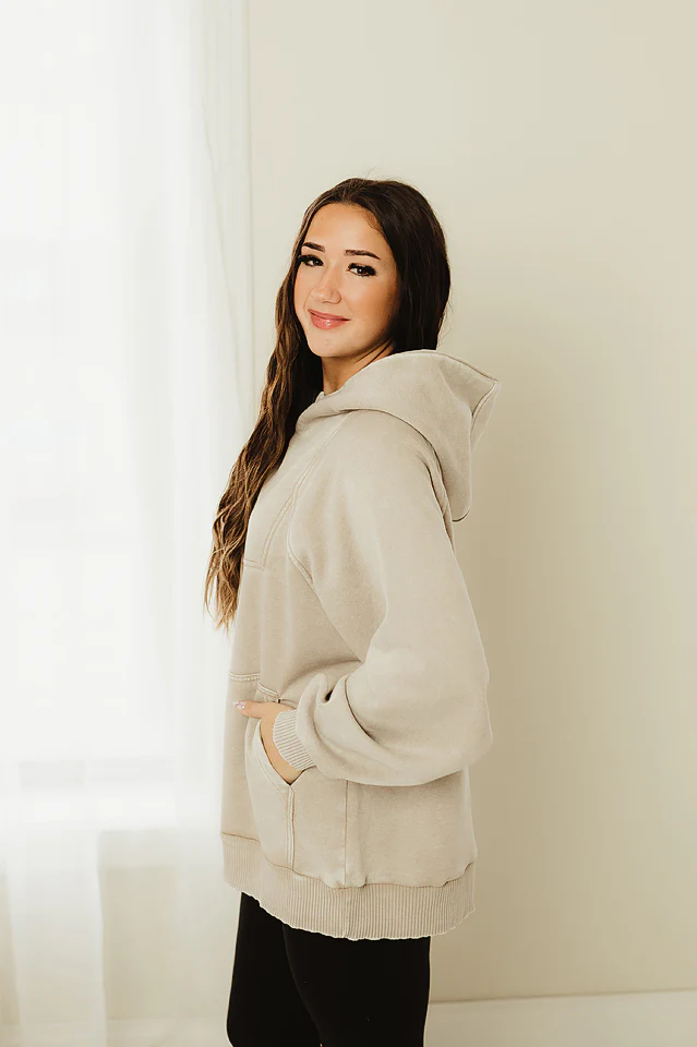 Ash Mocha Wash Fleece Hoodie - Image 4