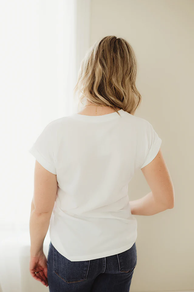 White Cotton Short Sleeve Tee - Image 3