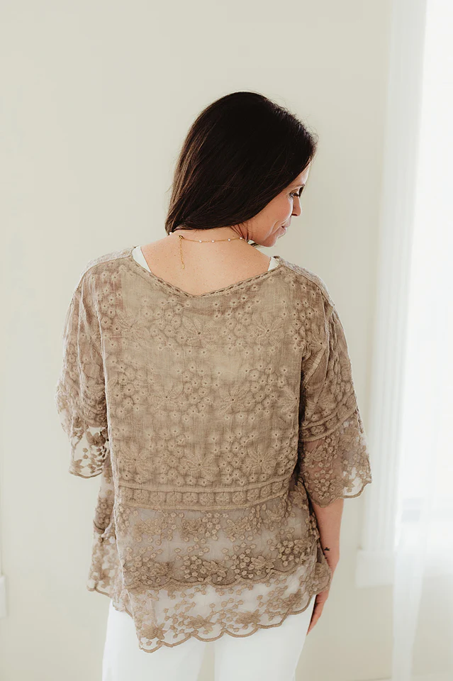 Khaki Felicity Lace Tiered Blouse - Image 4