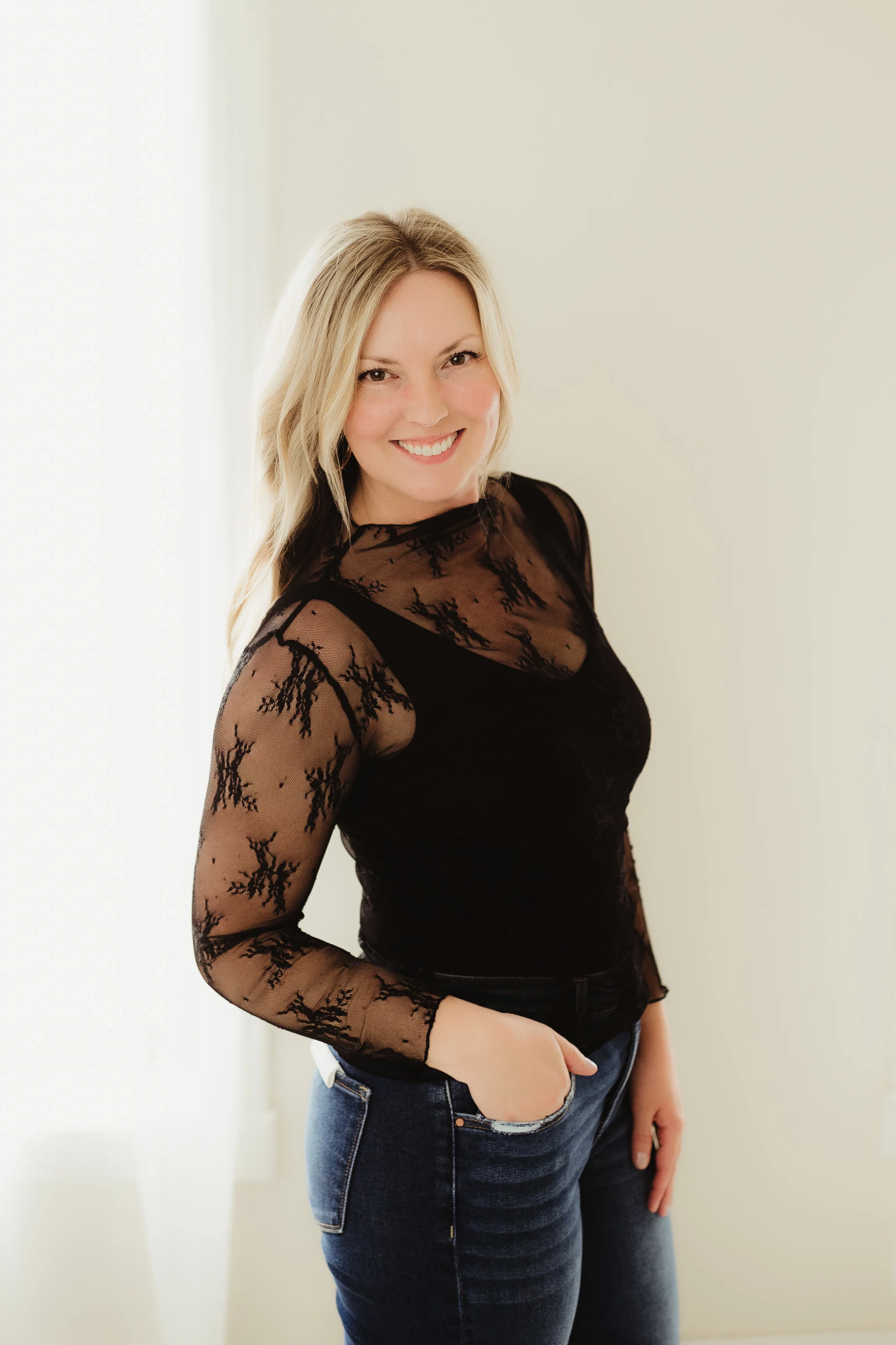 Black Lace Layering Top - Image 3