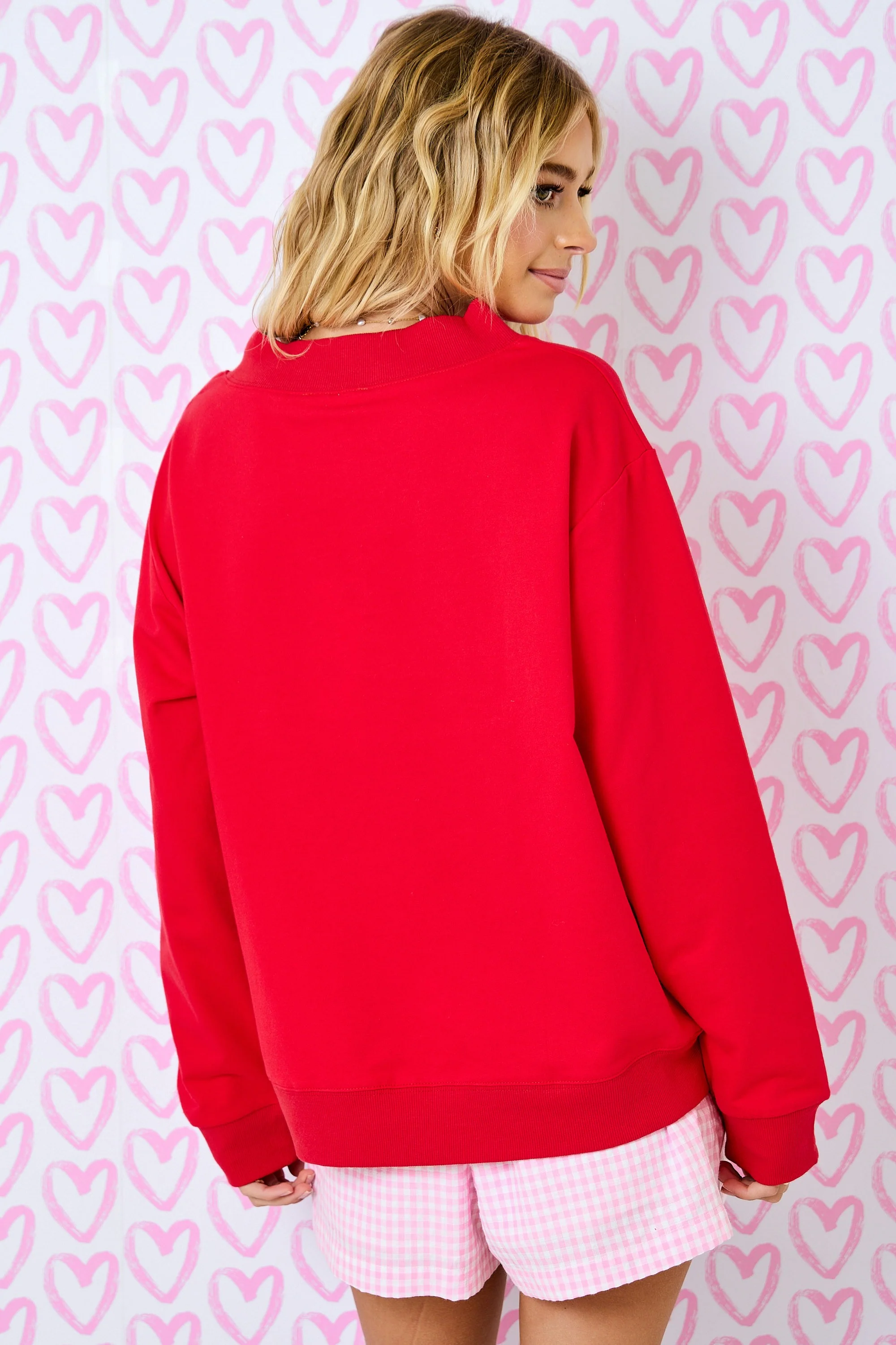 Red XOXO Gingham Mock Neck - Image 5