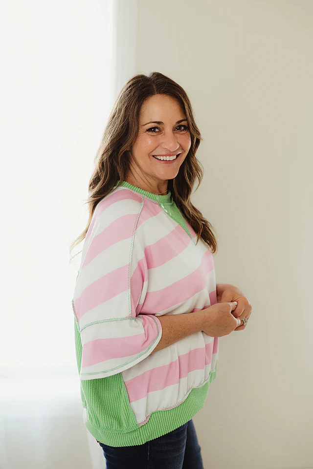 Pink & Green Sweet Flutter Top - Image 2