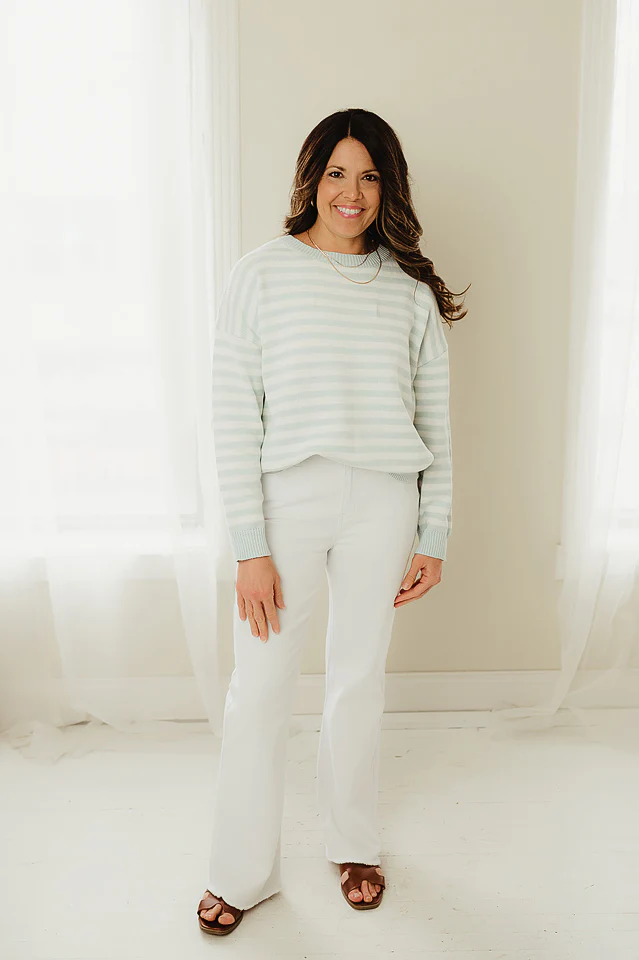 Blue Lulu Striped Crewneck - Image 2